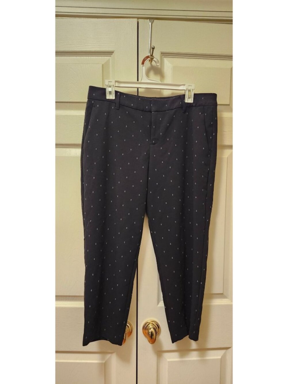 Women Old Navy Soft Harper Print Black Anchors Cropped Pants Size 12